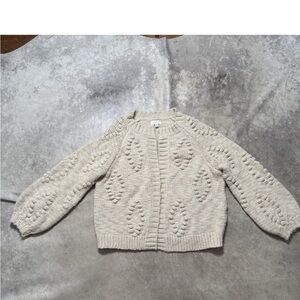 Lucky Brand Sweater Womens Size M Beige Bobble Open Cardigan Textured